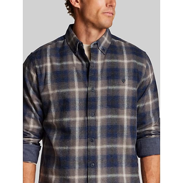 Weatherproof Vintage Men's Regular Fit Brushed Flannel Button Up Shirt Indigo Sea
