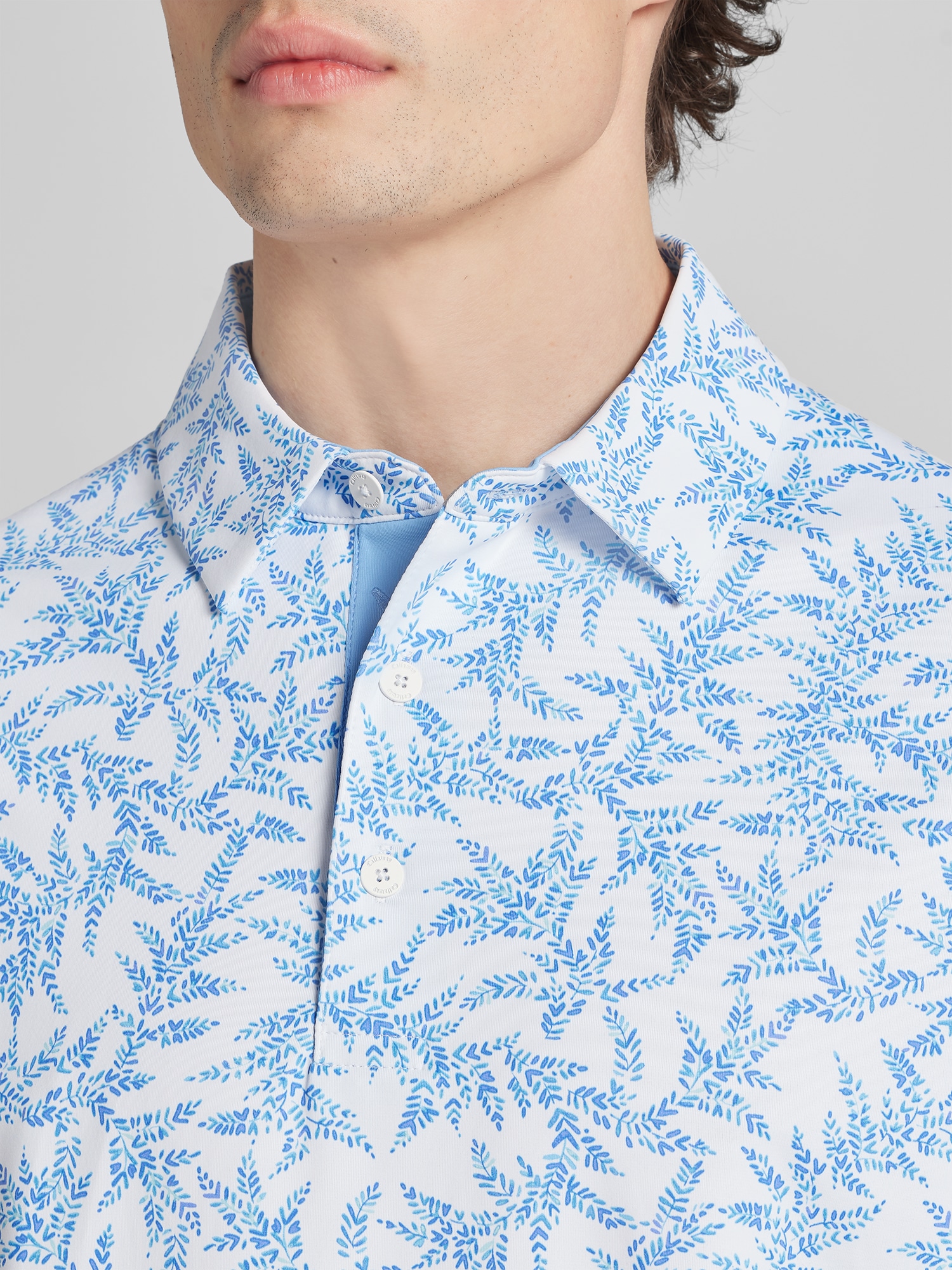Regular Fit Leaf Pattern Golf Polo