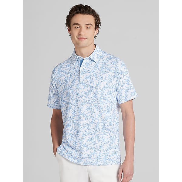 Callaway Men's Regular Fit Leaf Pattern Golf Polo Blue - Size: XL
