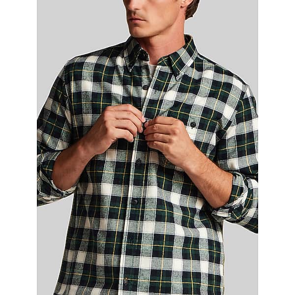 Weatherproof Vintage Mens Regular Fit Brushed Holiday Flannel Shirt Dark Spruce