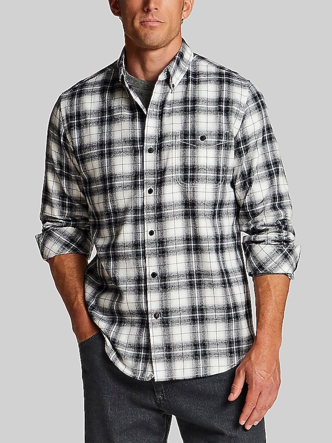 Weatherproof Vintage Regular Fit Brushed Holiday Flannel Shirt, Black White - Image 2 of 5
