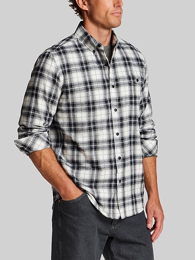 Weatherproof Vintage Regular Fit Brushed Holiday Flannel Shirt, Black White - Image 5 of 5
