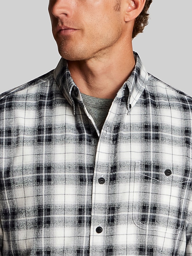 Weatherproof Vintage Regular Fit Brushed Holiday Flannel Shirt, Black White - Image 1 of 5