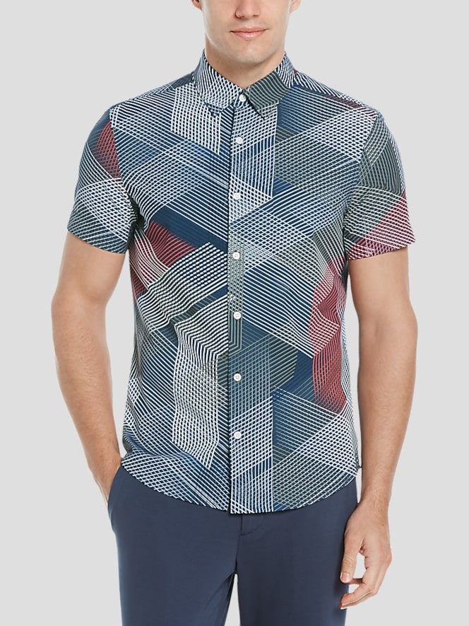 Perry Ellis Motion Slim Fit Short Sleeve Shirt | Sport Shirts | Men's ...