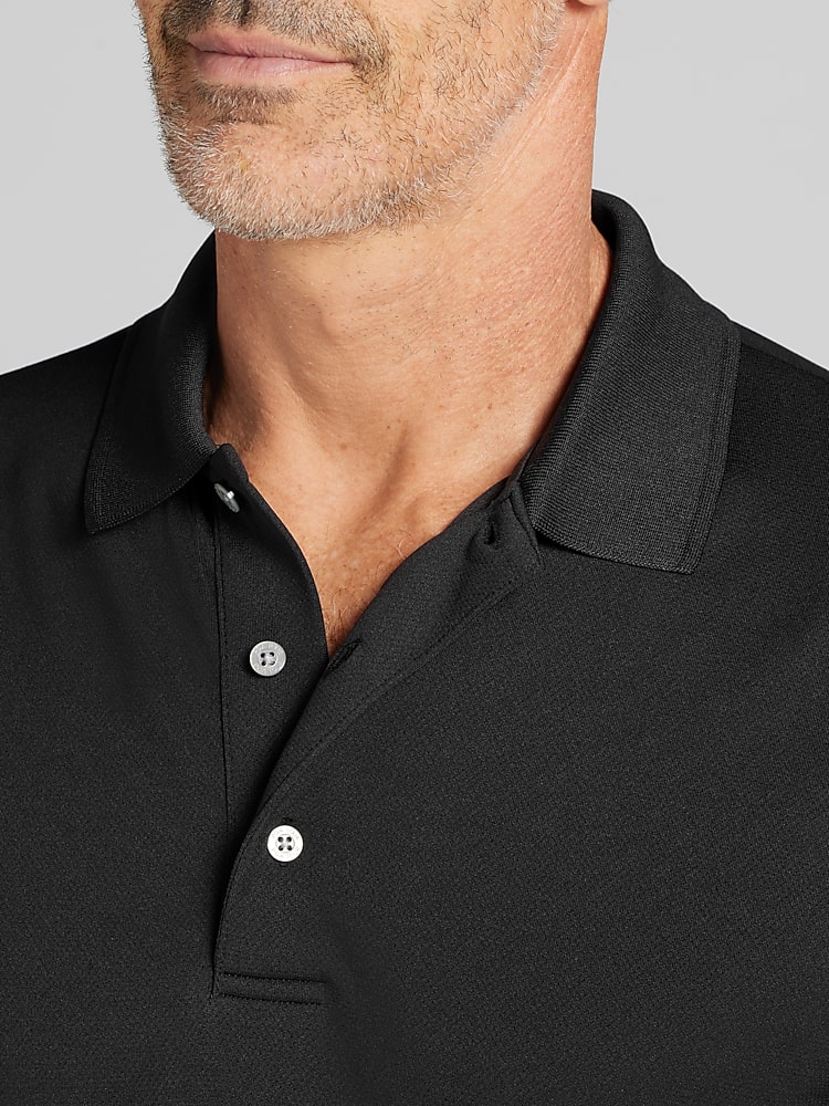 PGA TOUR Regular Fit Airflux Mesh Golf Polo, Black | Golf Shirts
