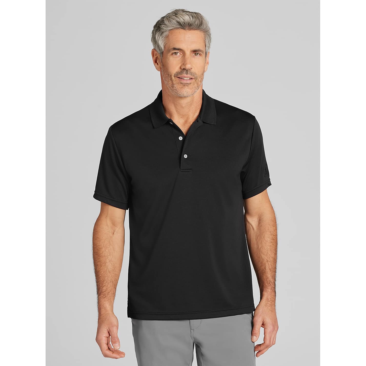 PGA TOUR Big and Tall Airflux Mesh Golf Polo Shirt in Black – Men’s Regular Fit Performance Polo, Size 3XLT