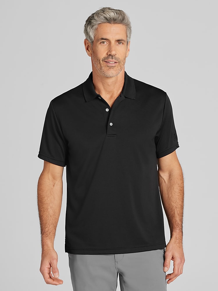 PGA TOUR Regular Fit Airflux Mesh Golf Polo, Black | Golf Shirts