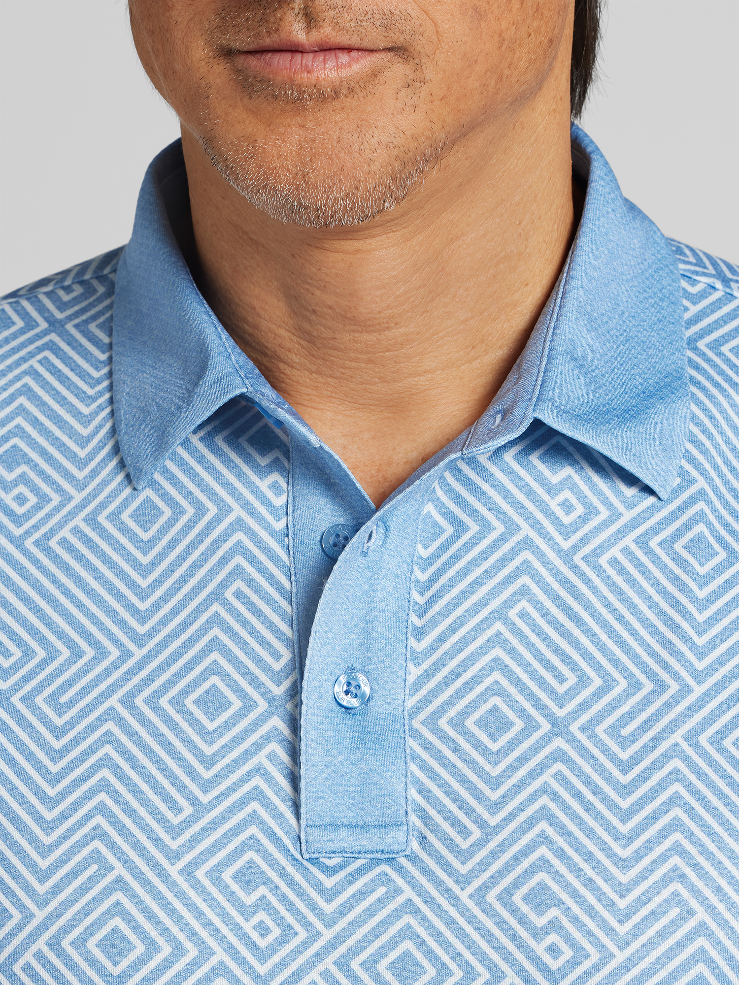 Regular Fit Linear Jaspe Print Short Sleeve Golf Polo