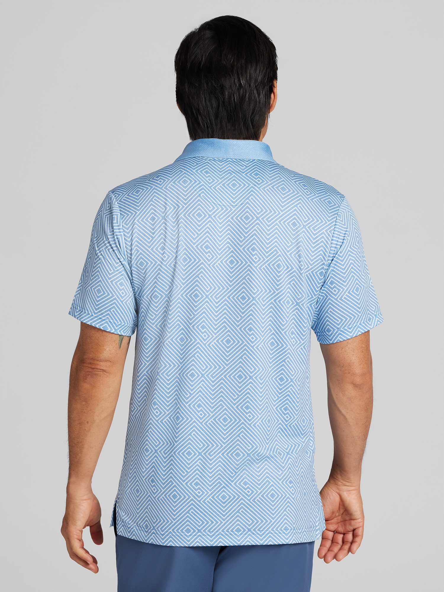 Regular Fit Linear Jaspe Print Short Sleeve Golf Polo
