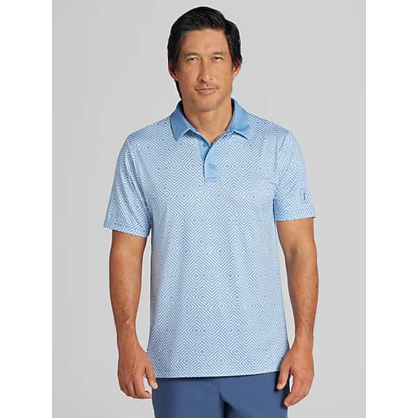 PGA TOUR Big & Tall Men's Regular Fit Linear Jaspe Print Short Sleeve Golf Polo Blue - Size: 3XL