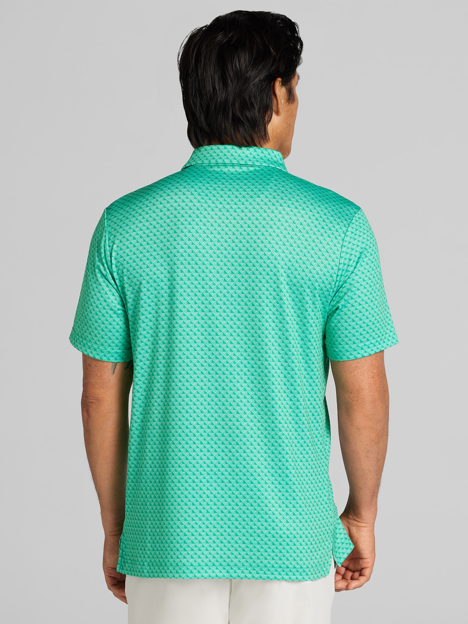 Regular Fit Linear Geometric Print Short Sleeve Golf Polo