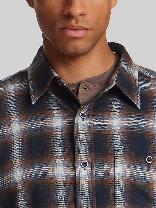 Weatherproof Vintage Regular Fit Waffle-Texture Flannel Button Up Shirt