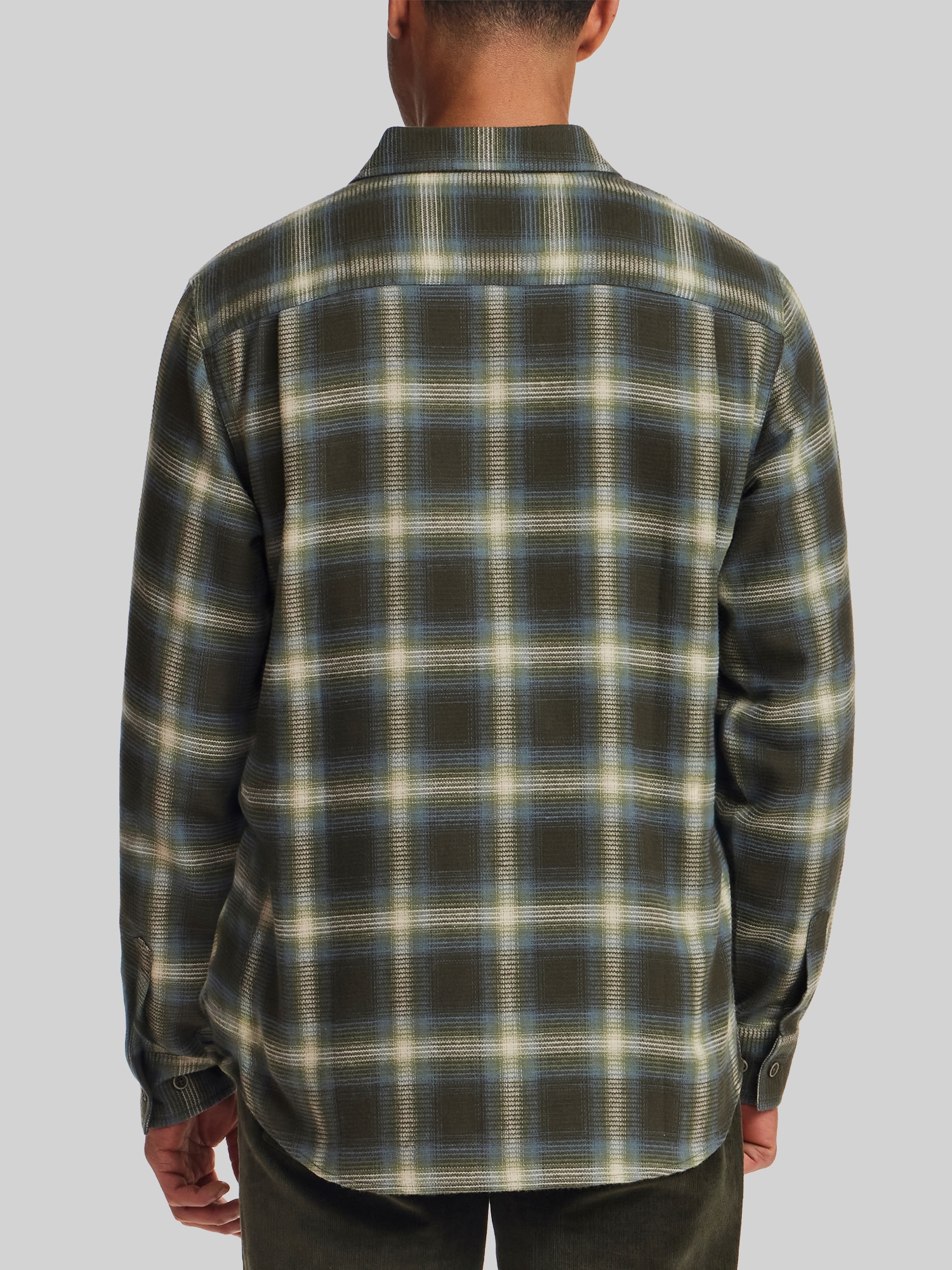Regular Fit Waffle-Texture Flannel Button Up Shirt