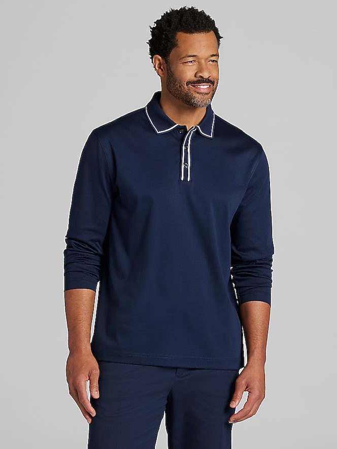 Joseph Abboud Modern Fit Interlock Tipped Polo