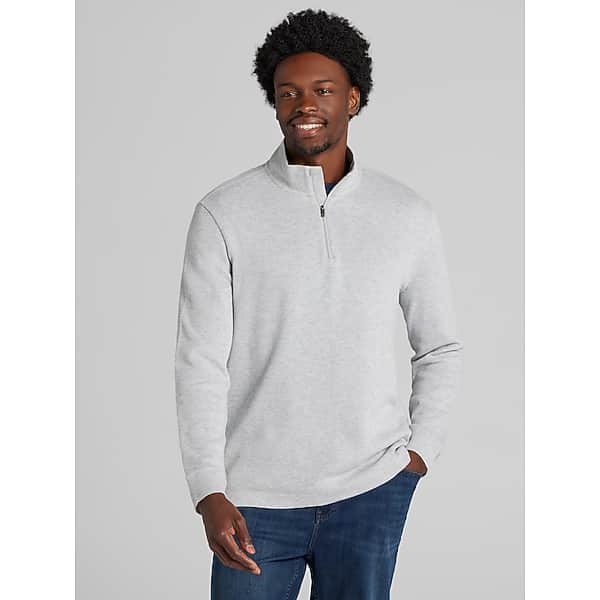 Joseph Abboud Men's Modern Fit Quarter Zip Pullover Antarctica Heather - Size: XL TMW6HBW40004