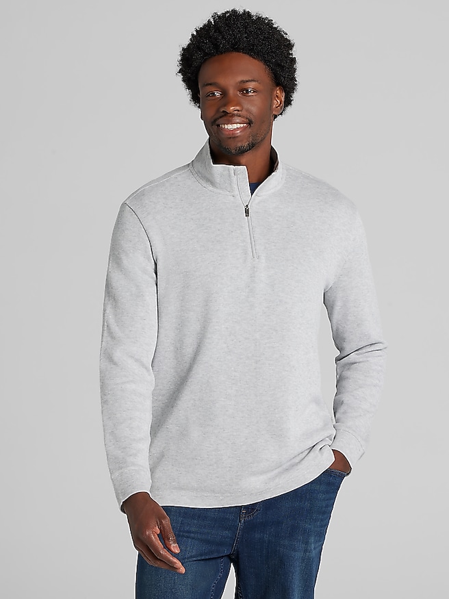 Joseph Abboud Men's Quarter Zip Pullover , Antarctica Heather / Gray