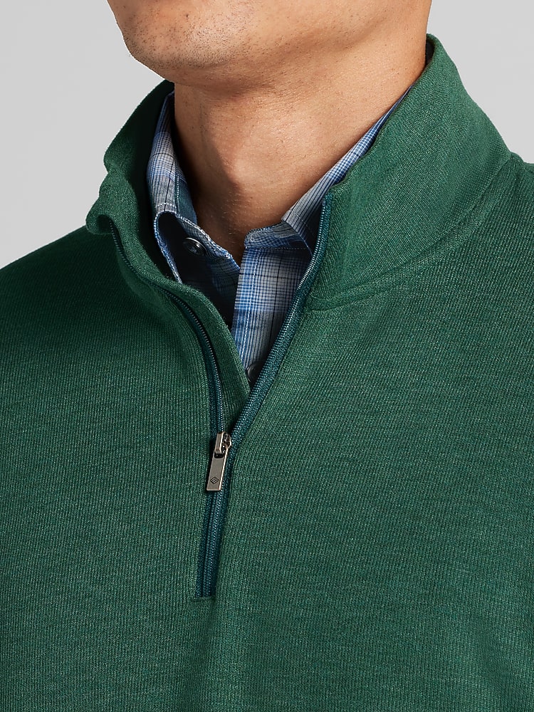 Joseph Abboud Quarter Zip Pullover, Sea Moss Heather - Green