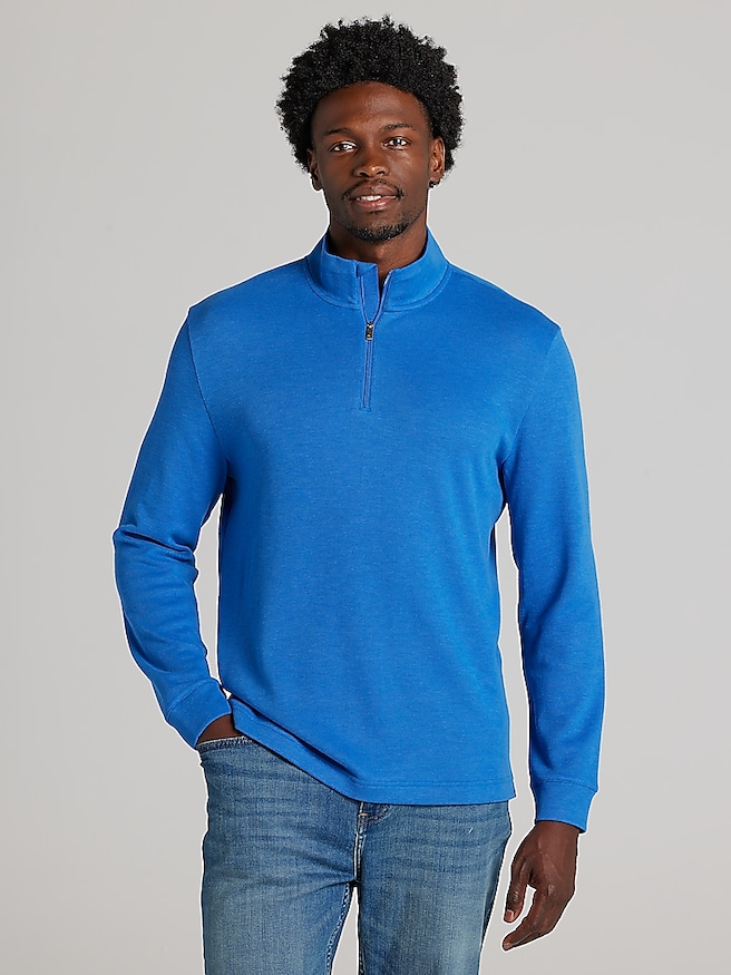 Joseph Abboud Men's Quarter Zip Pullover , Deja Vu Blue Heather