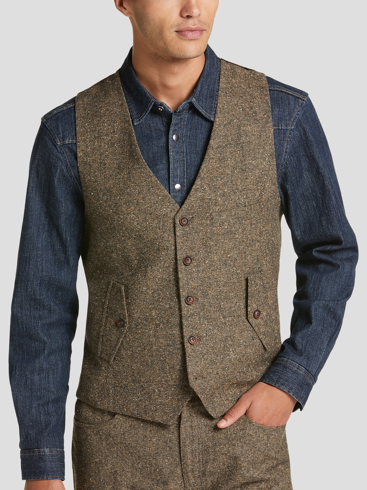 Paisley Gray Slim Fit Earnest Utility Vest Casual Vests Men s Wearhouse