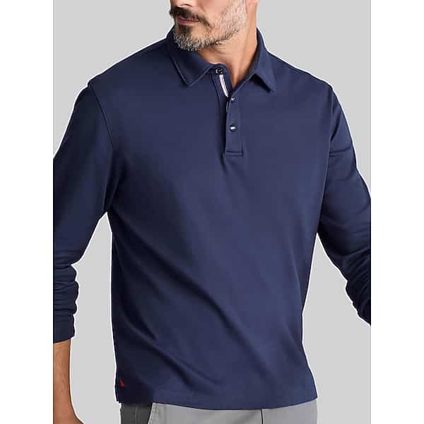 Untuckit Men's Slim Fit Long Sleeve Polo Navy - Size: Medium