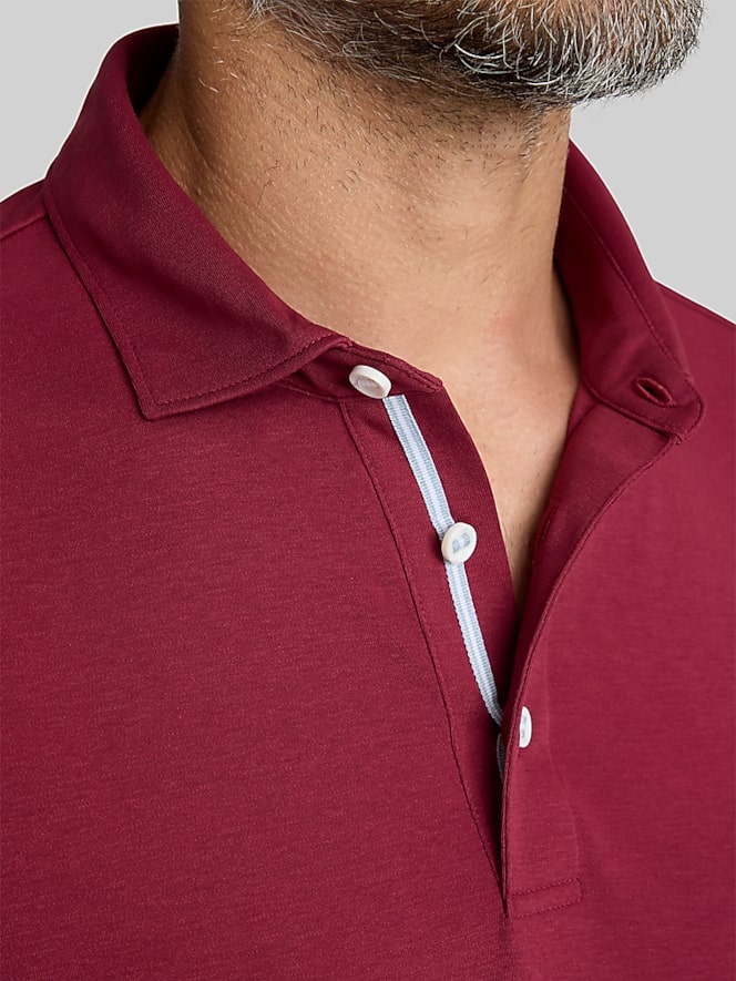 UNTUCKit Slim Fit Damaschino Wrinkle-Free Long Sleeve Polo, Red - Image 2 of 2
