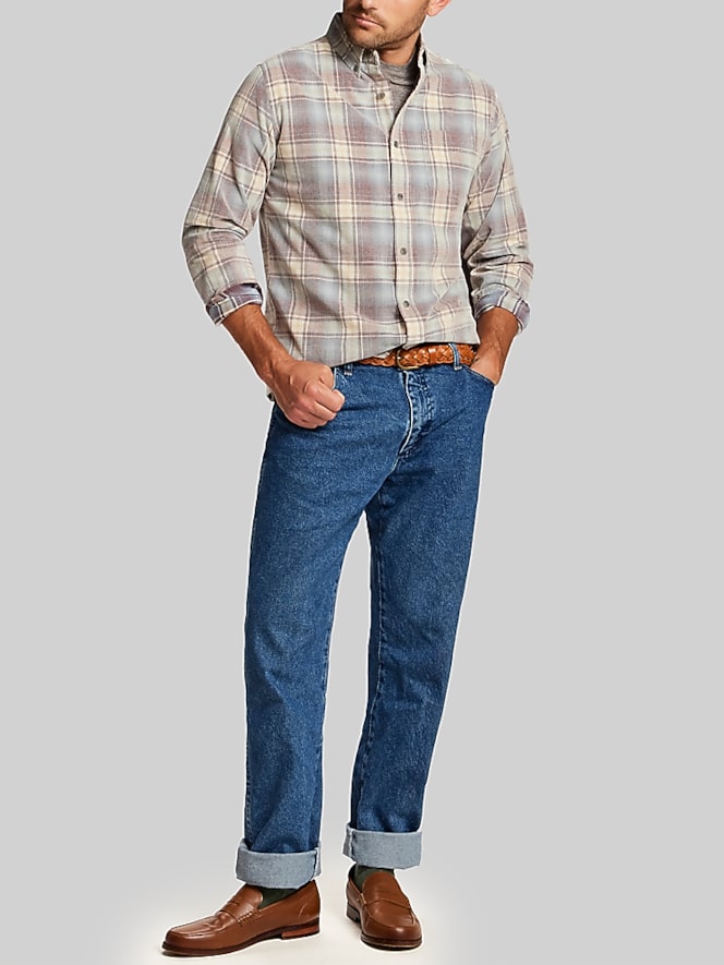 Weatherproof Vintage Regular Fit Plaid Corduroy Button Up Shirt
