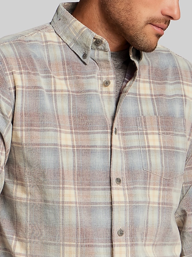 Weatherproof Vintage Regular Fit Plaid Corduroy Button Up Shirt