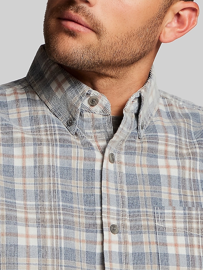 Weatherproof Vintage Regular Fit Plaid Corduroy Button Up Shirt Tradewinds