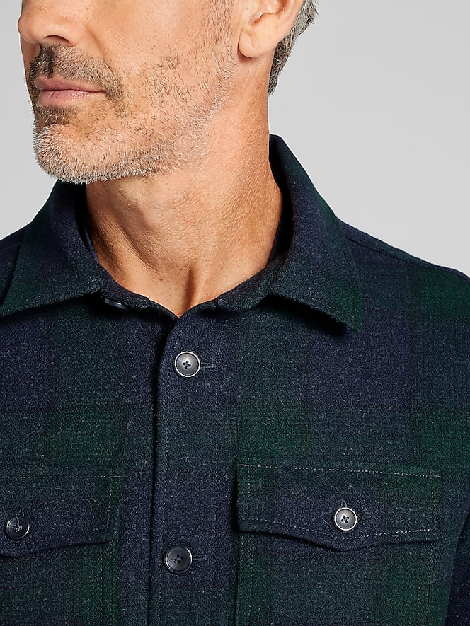 Joseph Abboud Modern Fit Plaid Flannel Overshirt