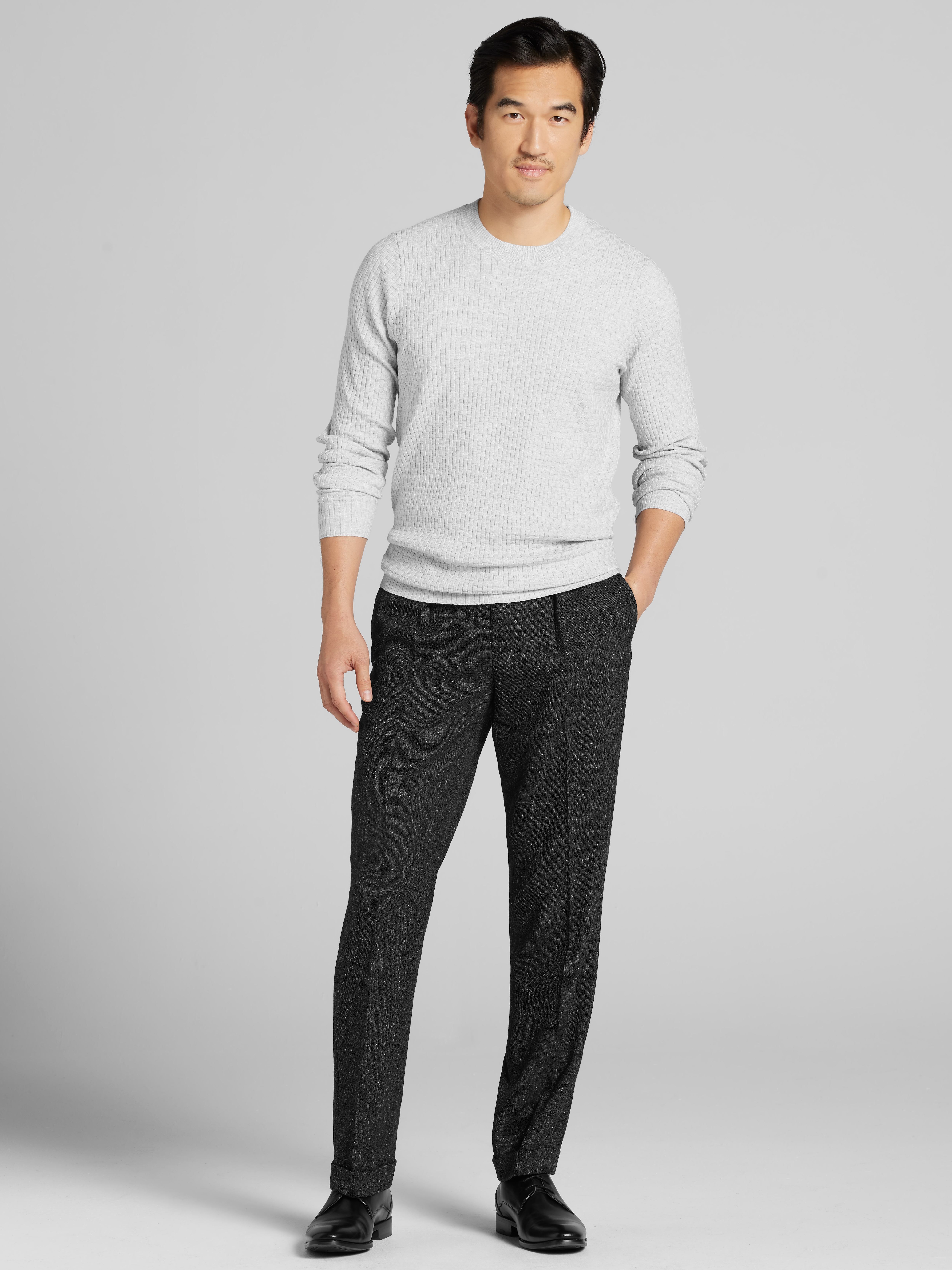 Basketweave Crewneck Sweater