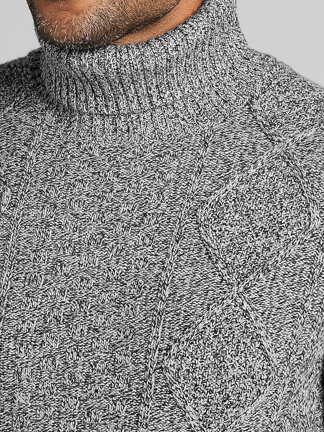 Joseph Abboud Modern Fit Cable Knit Turtleneck Sweater