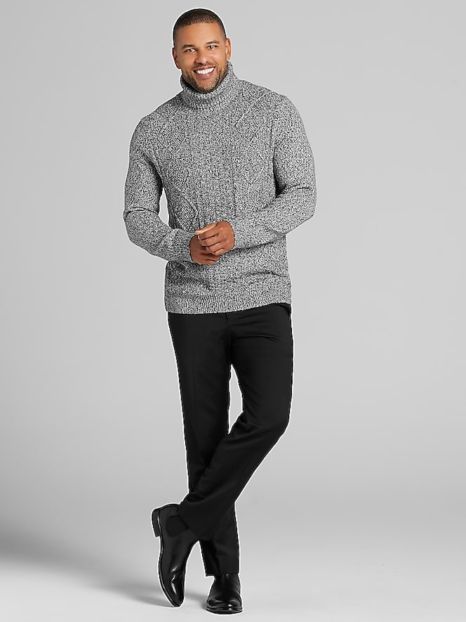 Joseph Abboud Modern Fit Cable Knit Turtleneck Sweater