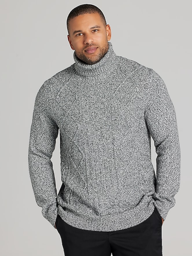 Joseph Abboud Modern Fit Cable Knit Turtleneck Sweater