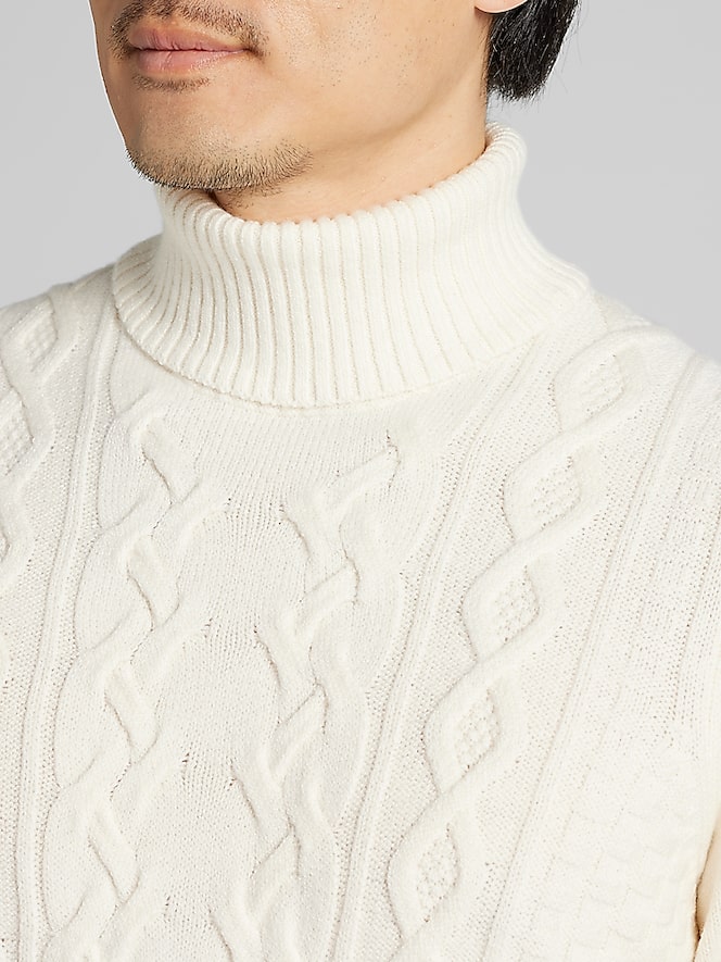 Joseph Abboud Modern Fit Cable Knit Turtleneck Sweater