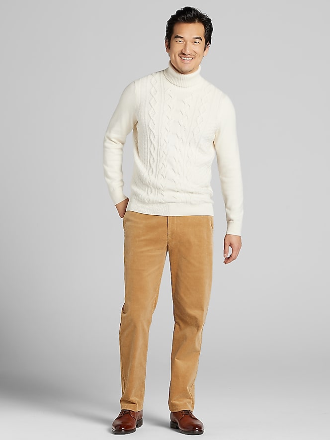 Joseph Abboud Modern Fit Cable Knit Turtleneck Sweater