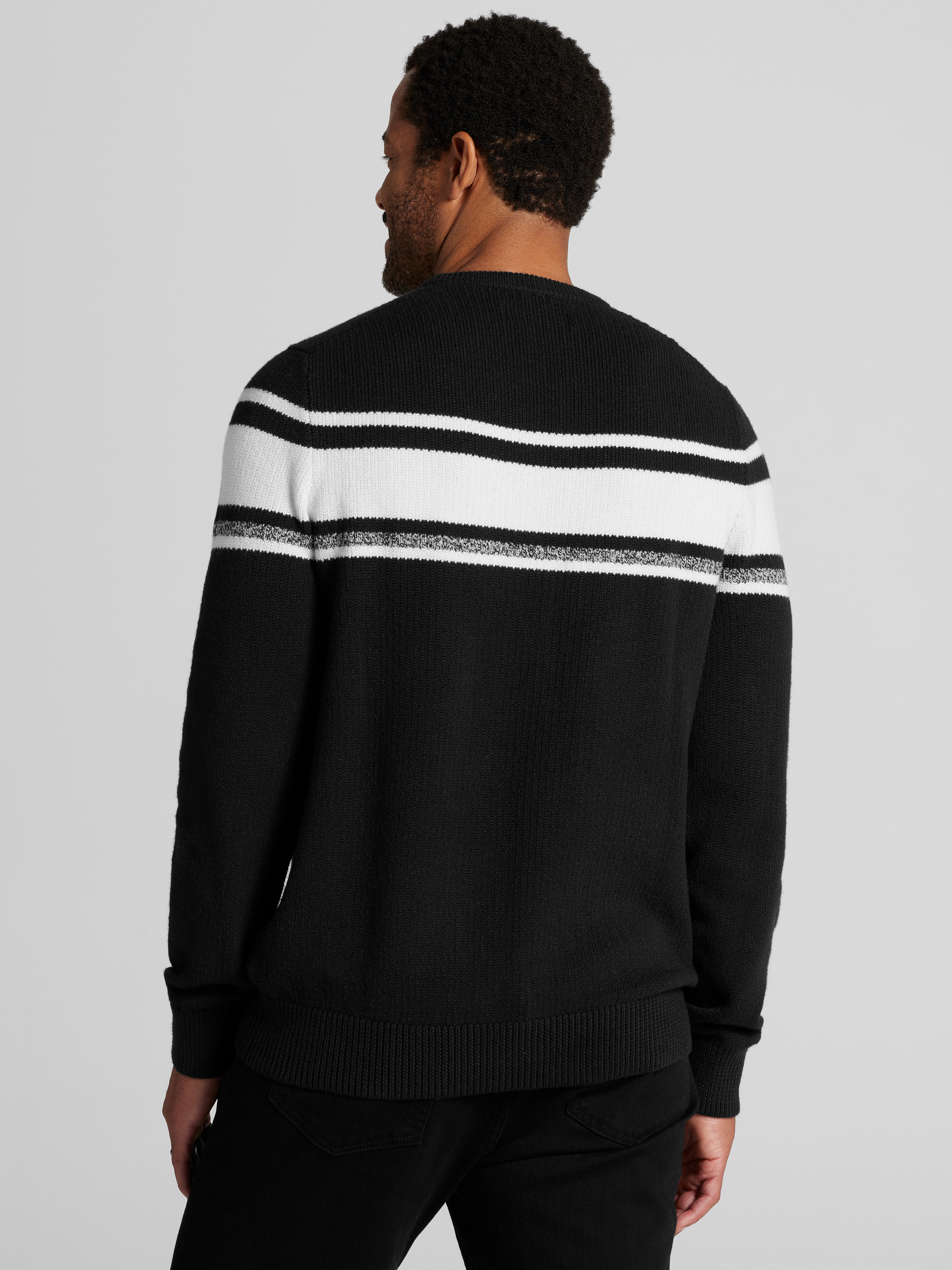 Modern Fit Chest Stripe Crewneck Sweater