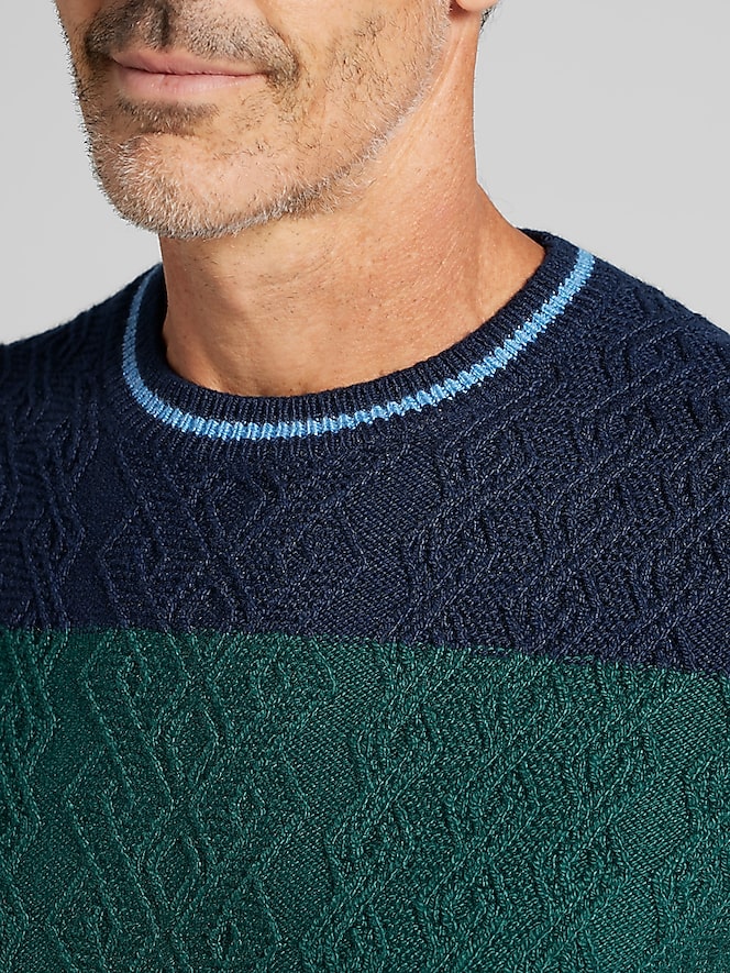 Joseph Abboud Modern Fit Big Stripe Crew Neck