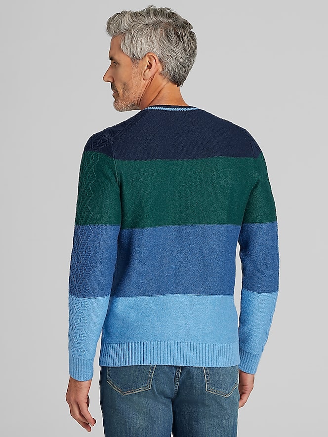 Joseph Abboud Modern Fit Big Stripe Crew Neck