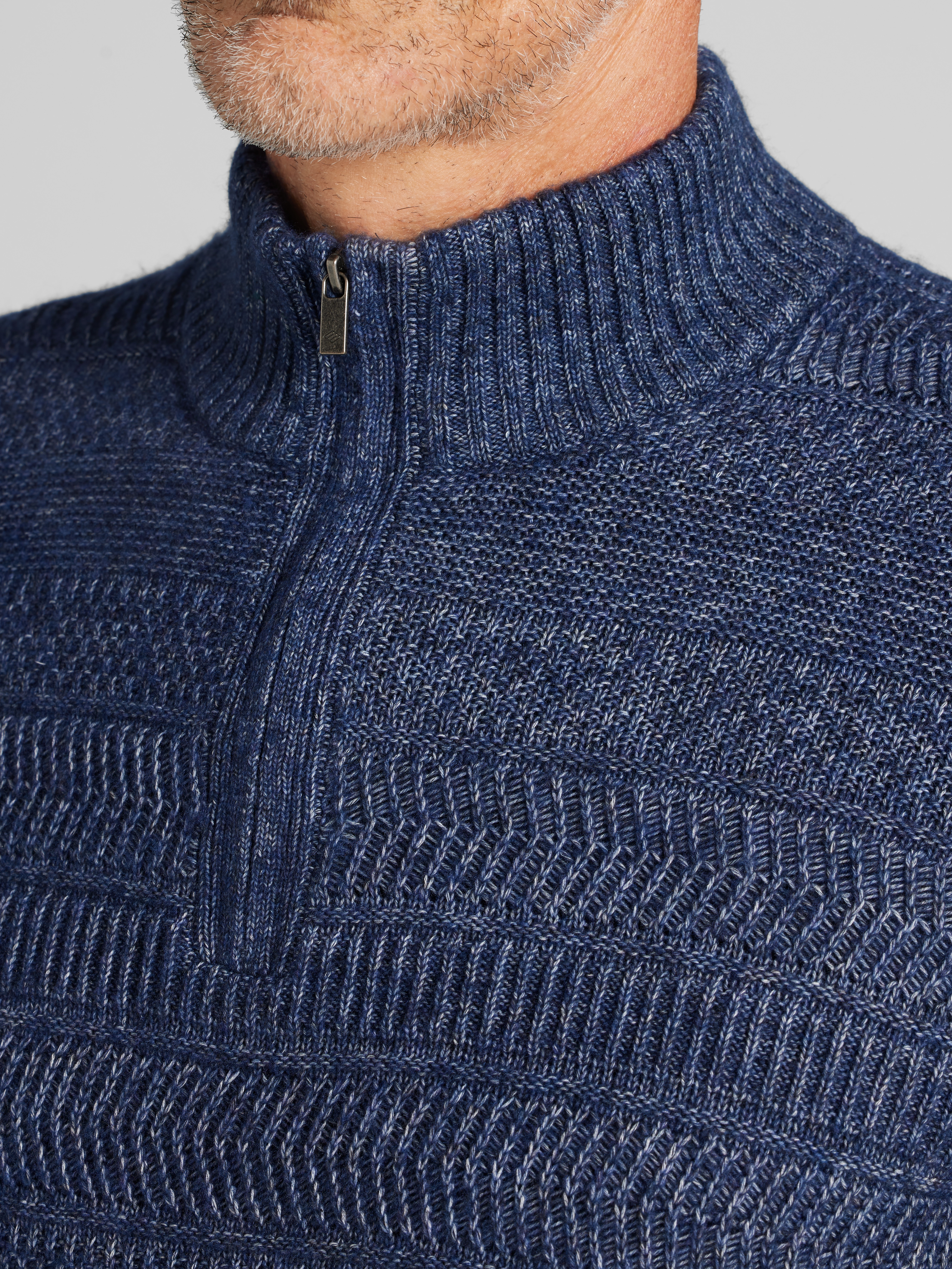 Textural Stripe 1/4 Zip Sweater