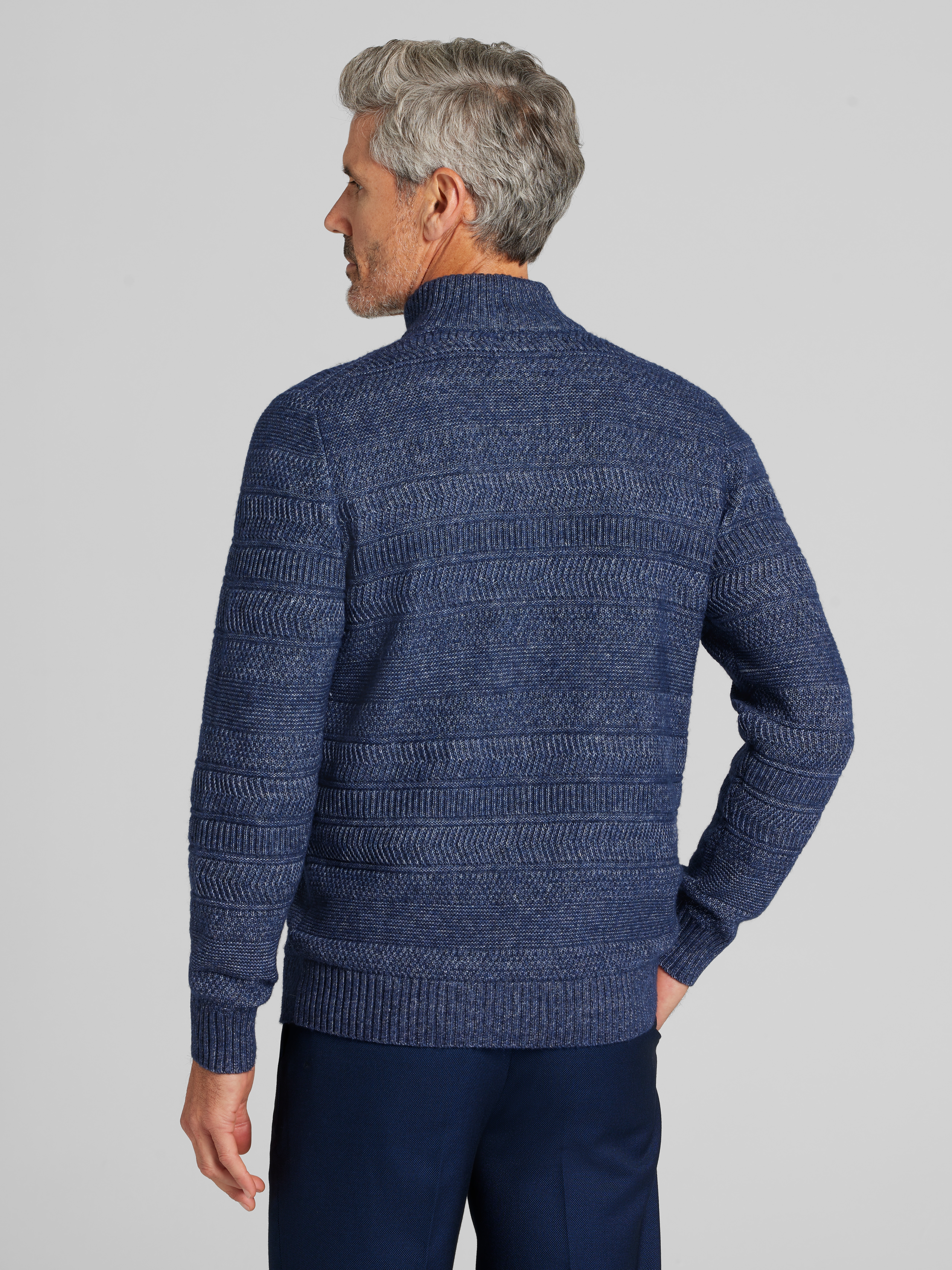 Textural Stripe 1/4 Zip Sweater