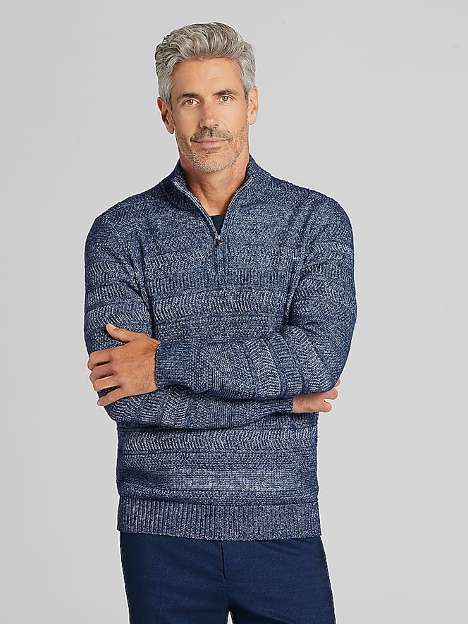 Joseph Abboud Textural Stripe 1/4 Zip Sweater