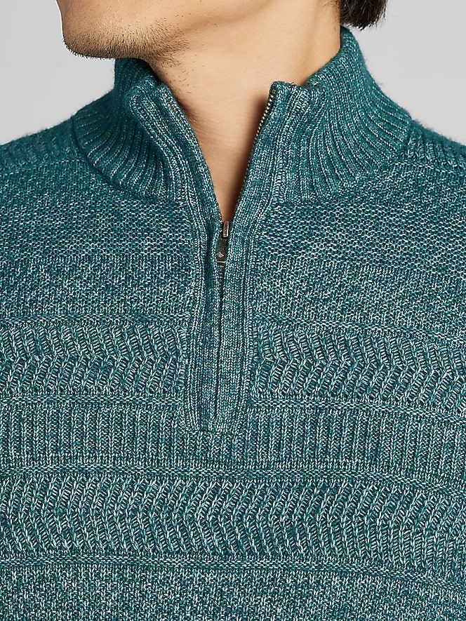 Joseph Abboud Textural Stripe Quarter Zip Sweater