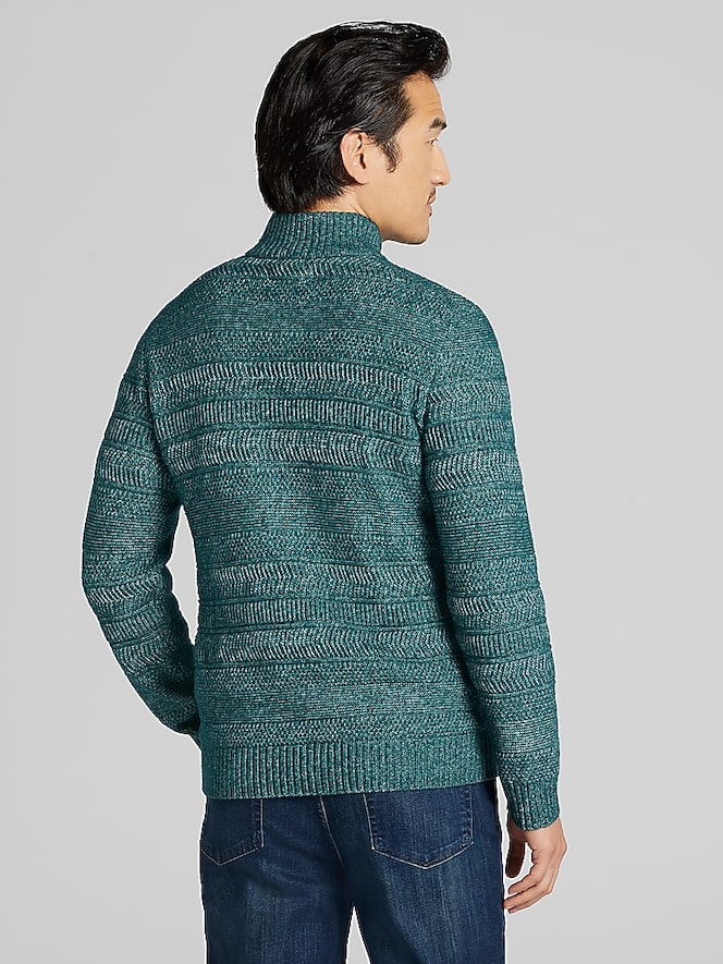 Joseph Abboud Textural Stripe Quarter Zip Sweater