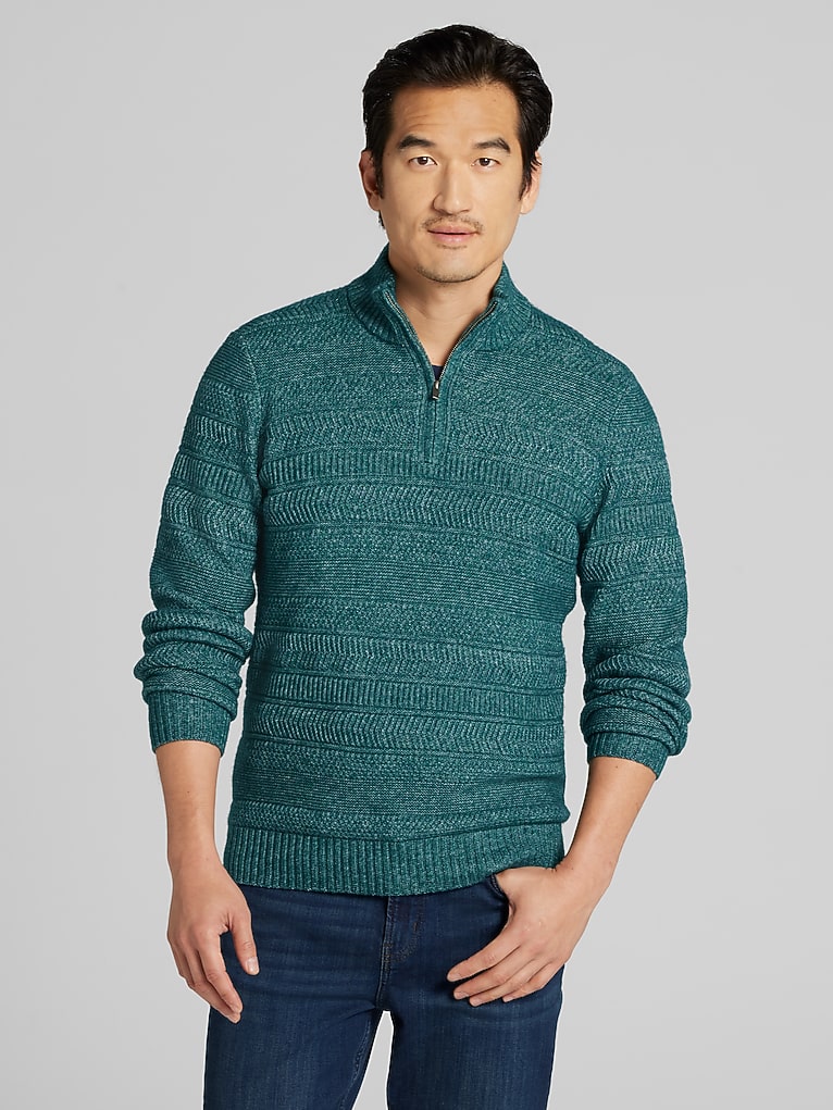 Joseph Abboud Modern Fit Stripe 1/4 Zip Pullover