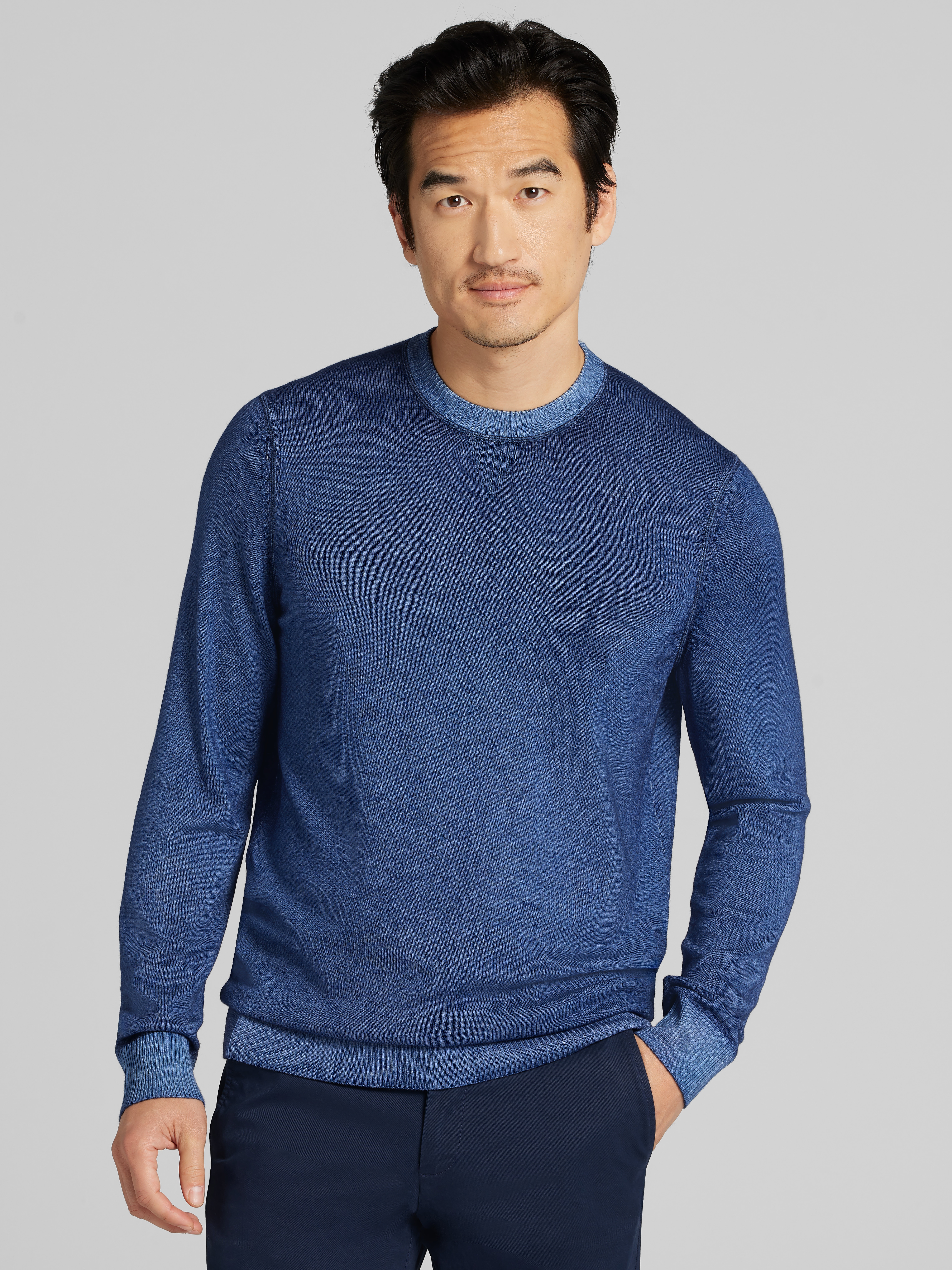 Modern Fit Garment Dyed Crew Neck Sweater