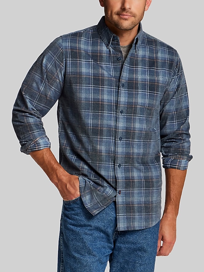 Weatherproof Vintage Regular Fit Brocade Corduroy Plaid Sportshirt