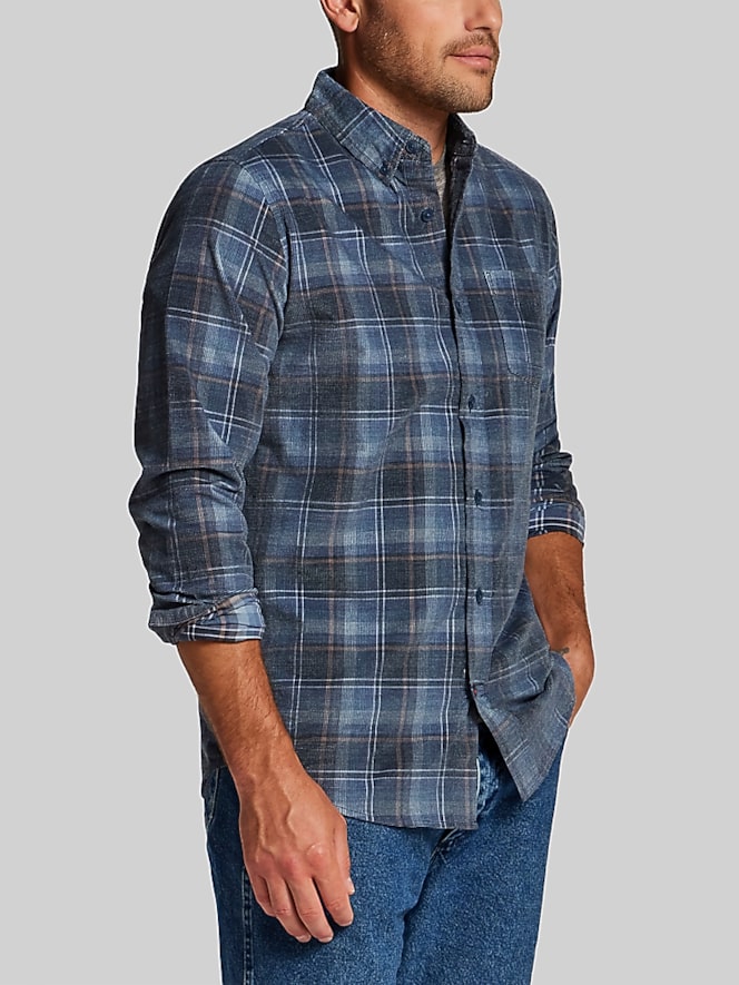 Weatherproof Vintage Regular Fit Brocade Corduroy Plaid Sportshirt