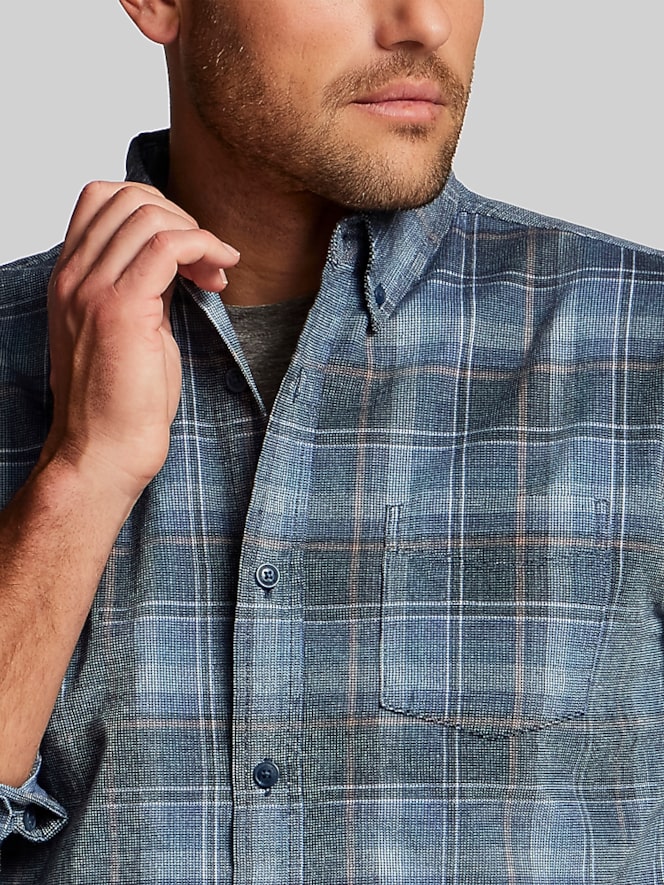 Weatherproof Vintage Regular Fit Brocade Corduroy Plaid Sportshirt