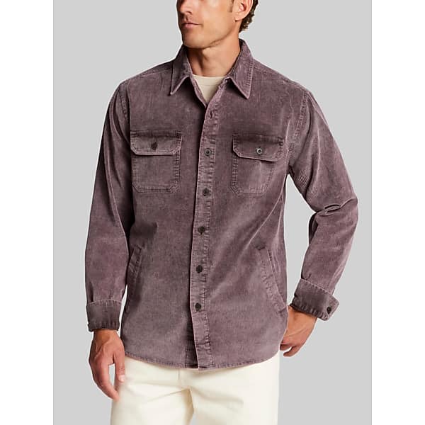 Weatherproof Vintage Men's Regular Fit Distressed Corduroy Overshirt Dark Mauve - Size: Medium