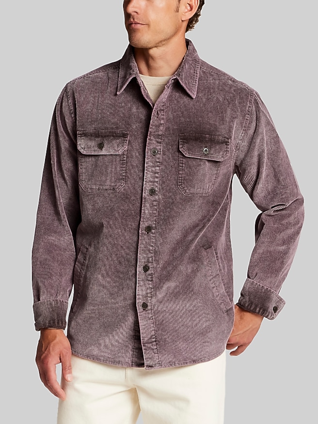 Weatherproof Vintage Regular Fit Distressed Corduroy Overshirt Dark Mauve